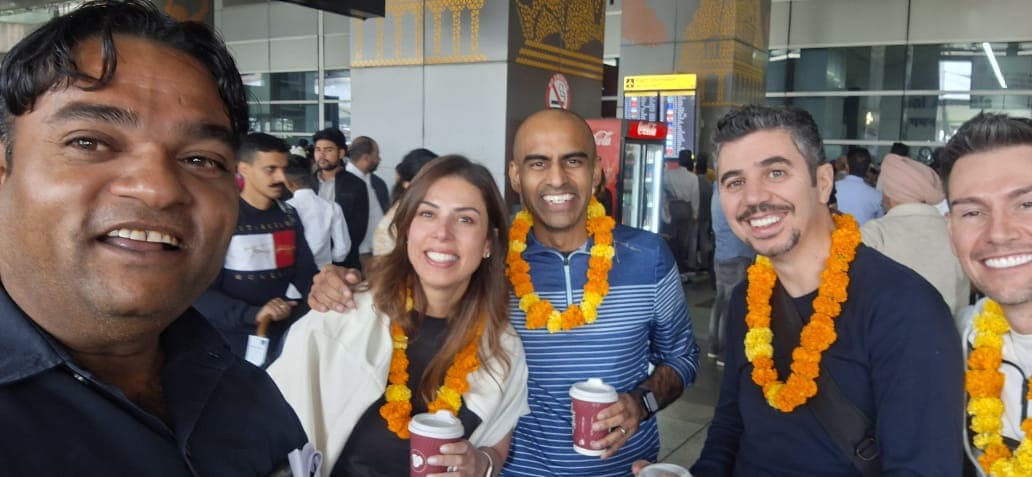 Guests welcomed with marigold garlands at Delhi airport