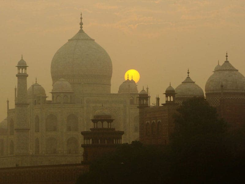 Taj Mahal glowing at sunrise