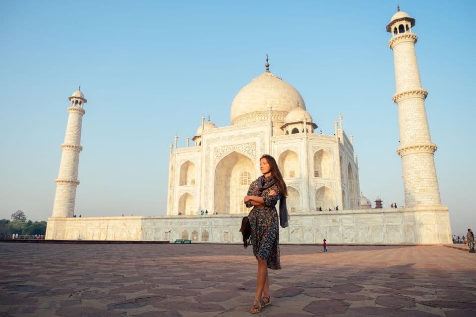 A traveller at the Taj Mahal